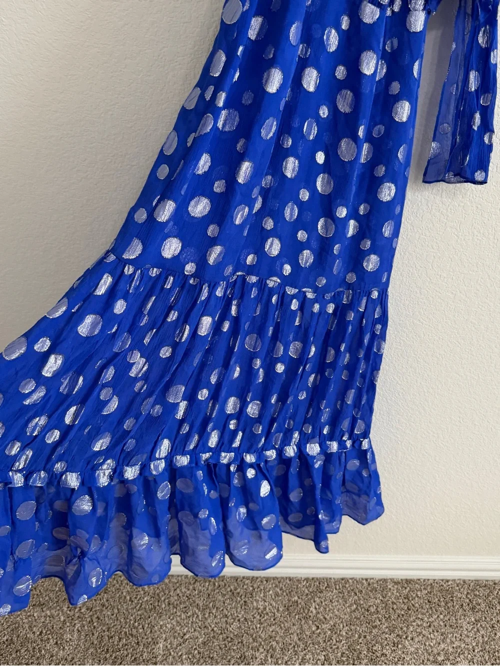 RIXO Royal Blue Halter Maxi Dress with Silver accents size small - Picture 8 of 12